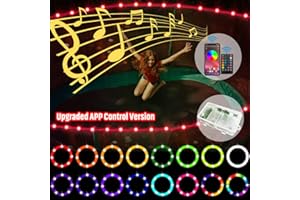 ELITEEMO 【Upgraded APP Control Version】 LED Trampoline Lights, APP and Remote Control Trampoline Rim LED Light for Trampoline, C Battery Box, 16 Color Change, Waterproof, Bright to Play at Night Outdoors