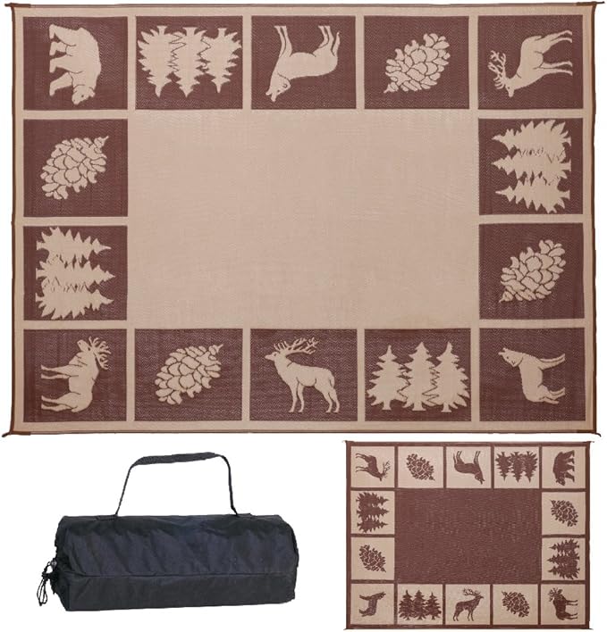 REVERSIBLE MATS 226097 Outdoor Patio RV Camping Hunter Mat
