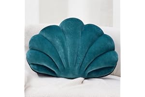 Sioloc Shell Pillows,Seashell Shaped Throw Pillows Soft Velvet Insert Decorative Pillows for Bed Couch Living Sofa Room Decor Accent Throw Pillow(Coral,13 X 10 inches), Teal