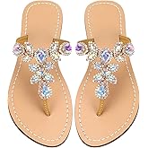 Hinyyrin Available in 13 Colors,Rhinestone Sandals,Women's Flat Sandals,Flip Flop,Bling Jeweled Sandals,Summer Beach Wedding Vacation Shoes