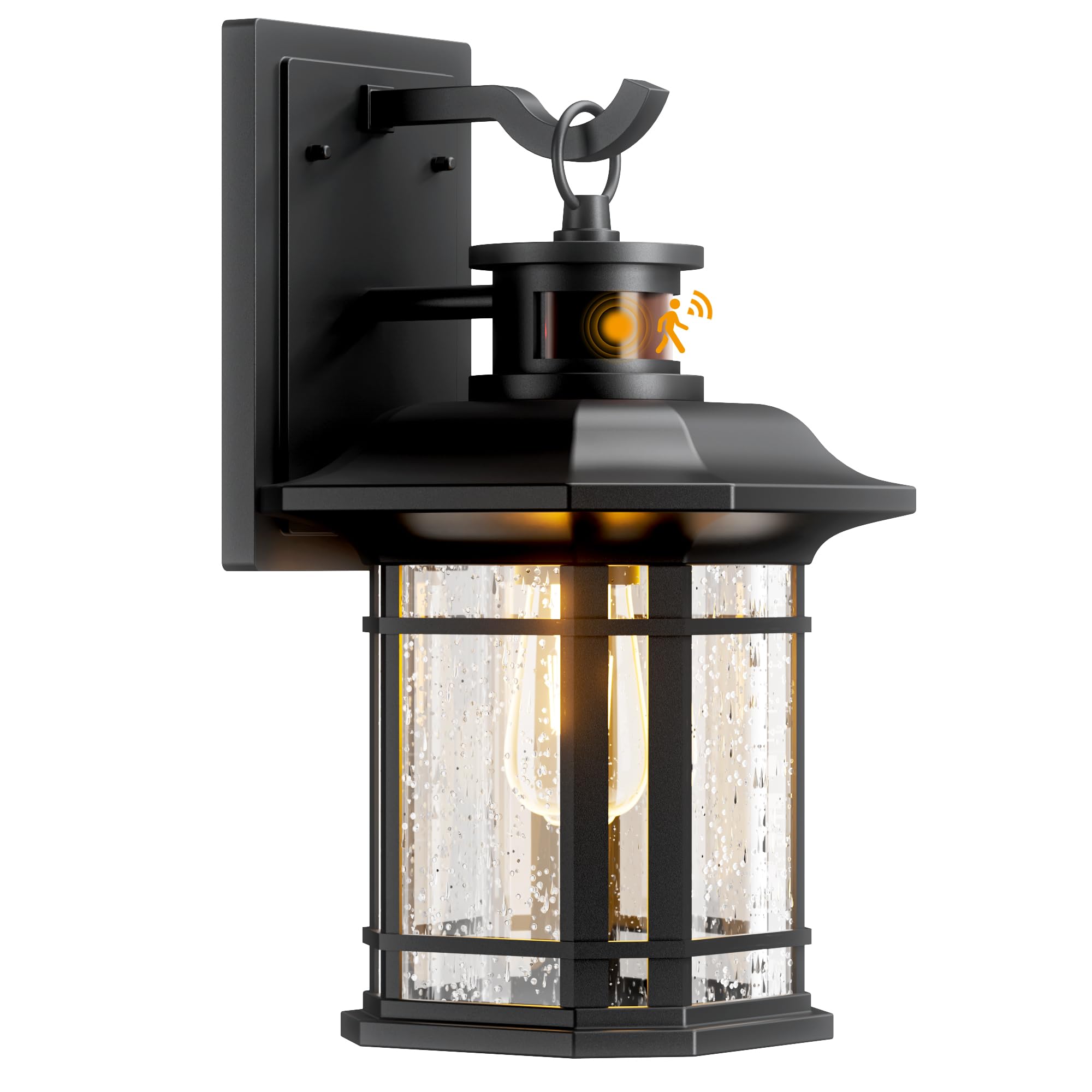 Photo 1 of Seovix Motion Sensor Outdoor Wall Light, IP65 Waterproof Dusk-to-Dawn Auto Mode, 3 Lighting Modes Black Exterior Lighting for Porch, Patio, Garage