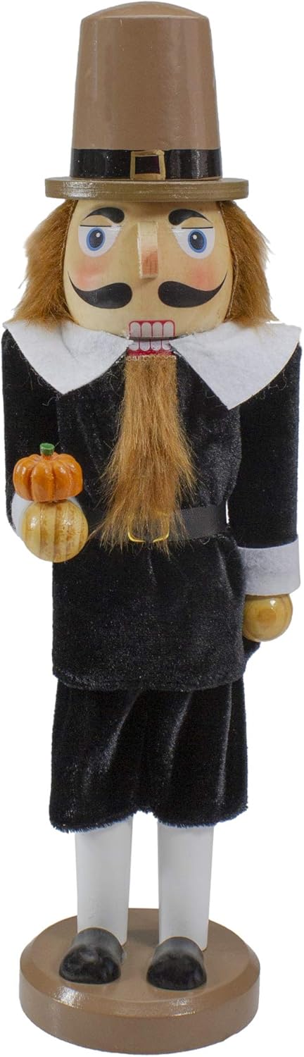 Nutcrackers - Northlight 14-Inch Pilgrim Man Wooden Fall Harvest Thanksgiving Nutcracker