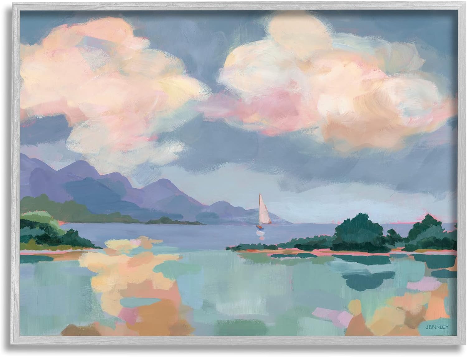 Paintings - Stupell Industries Escape Peaceful Bay Landscape Framed Wall Art, Design by Brinley Designs