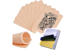 3MM Fake Skin and Transfer Paper Kit - Jconly 30pcs Tattoo Skin and Transfer Paper Kit Includes 10pcs Best Silicone Thick Skin Double Sided, 20Pcs Stencil Paper Tattoo Supplies Tattoo Kit
