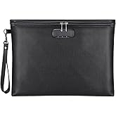 Fireproof Document Bag with Lock, ZOOPIP 14.3"x10.2" Fireproof and Waterproof Money Bag with Zipper Closure, Storage Pouch for A4 Letter Size Document, Cash, Cell Phone, Tablet, Credit Card,Passport