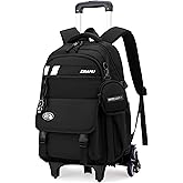 EKUIZAI Boys Rolling Backpack for School Kids Wheeled Bookbag Backpack with Wheels Trolley School Bags for Teen Boys