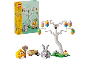 LEGO Jouet de construction de chasse au lapin de Pâques et aux œufs de poussin pour filles et garçons – Ensemble de jeu printanier pour enfants à partir de 8 ans – Panier ou idée cadeau pour Pâques