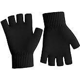 NZKNP Fingerless Gloves for Women &amp; Men - Warm Knitted Mittens for Typing &amp; Half Finger Gloves