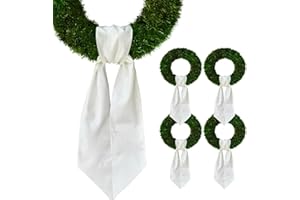 CHMACURA 4 Pieces Christmas Wreath Sash for Front Door, White Burlap Sash Holiday Baby Shower Wreath Accessories for Home Birthday Wedding Decorations