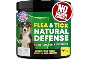 Flea and Tick for Dogs Chewable Pills - No Harsh Chemicals - 100 Chicken Flavored Treats - Guardian's Choice Pets Brand - Tas