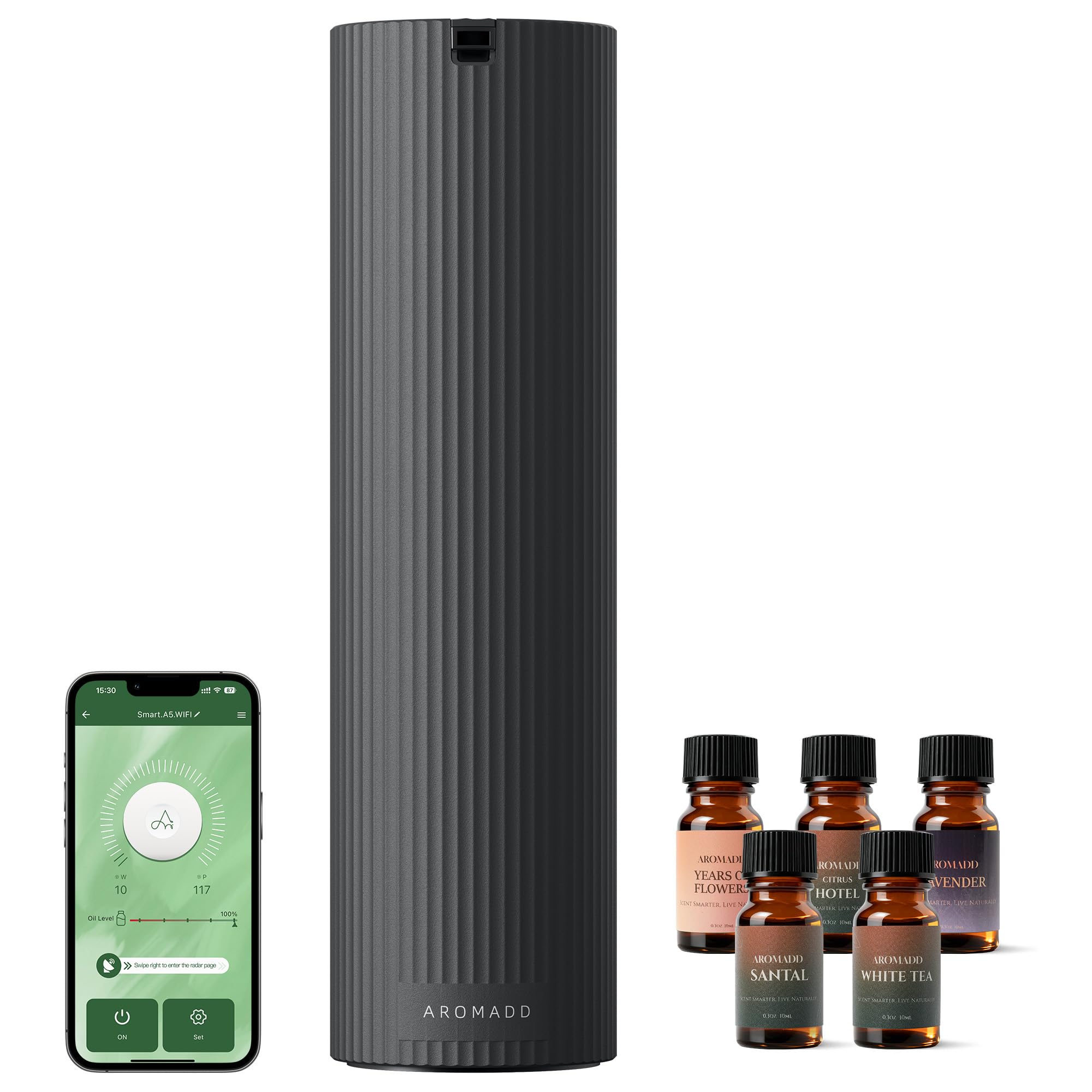 Photo 1 of Aromadd Scent Diffuser Starter Kit – Waterless Essential Oil Diffuser for Home, 1500 Sq.Ft Coverage Scent Air Machine, Smart Auto Mode Hotel Collection Diffuser with Cold Air Tech (Black)