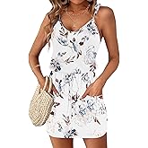 AUSELILY Womens Summer Dresses Sleeveless Spaghetti Strap Beach Cover up Drawstring Waist Mini Short Dress with Pockets