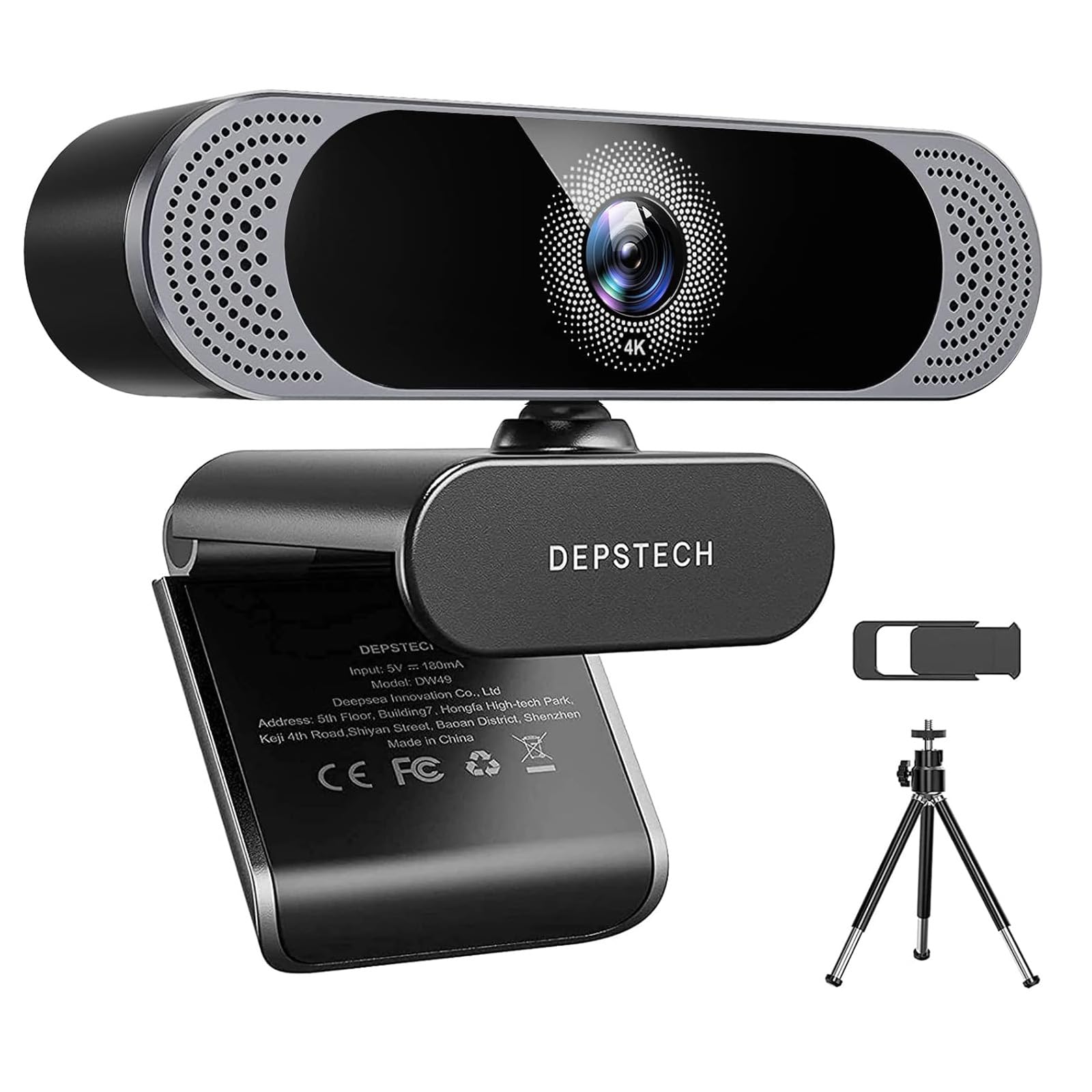 Webカメラ 4K オートフォーカス 800万画素 2026年アップグレード版 DEPSTECH ウェブカメラ UHD画質 デュアルマイク内蔵 自動調光補正 USB接続 PCカメラ ビデオチャット ビデオ会議 オンライン授業 生放送 MAC OS, Youtube, Skype, Facebook, zoom, Facetimeなど対応可 DW49商品画像