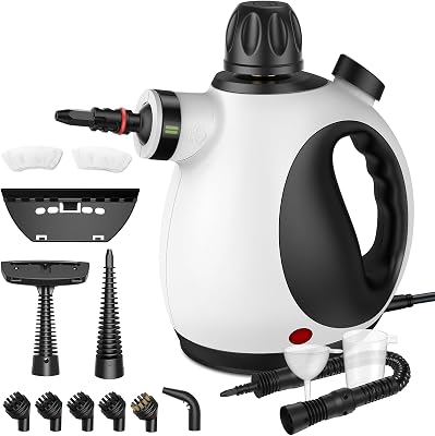 Limpador a Vapor para Limpeza Doméstica e 14 Acessórios, 1050W, Livre de Químicos