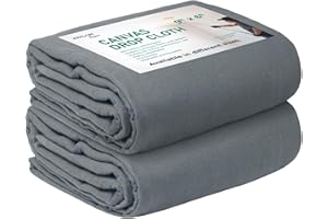 Avalon Home Canvas Drop Cloth for Painting 9x6 feet Pack of 2-8oz Painters Drop Cloths for Painting - All Purpose Canvas Tarps for Floor & Furniture Protection - Recycled Cotton Fabric