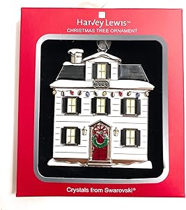 Harvey Lewis 2020 Annual New Home Holiday Ornament - in red Box - Silver Plated - Made with Swarovski Crystal Elements