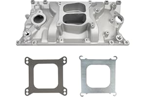 Htostar Racing Intake Manifold Dual Plane Carbureted Cast Aluminum Compatible with Chevy Small Block 1996-2002 Vortec 5.0 305/5.7 350 SBC with Spread or Square Bore Carbs