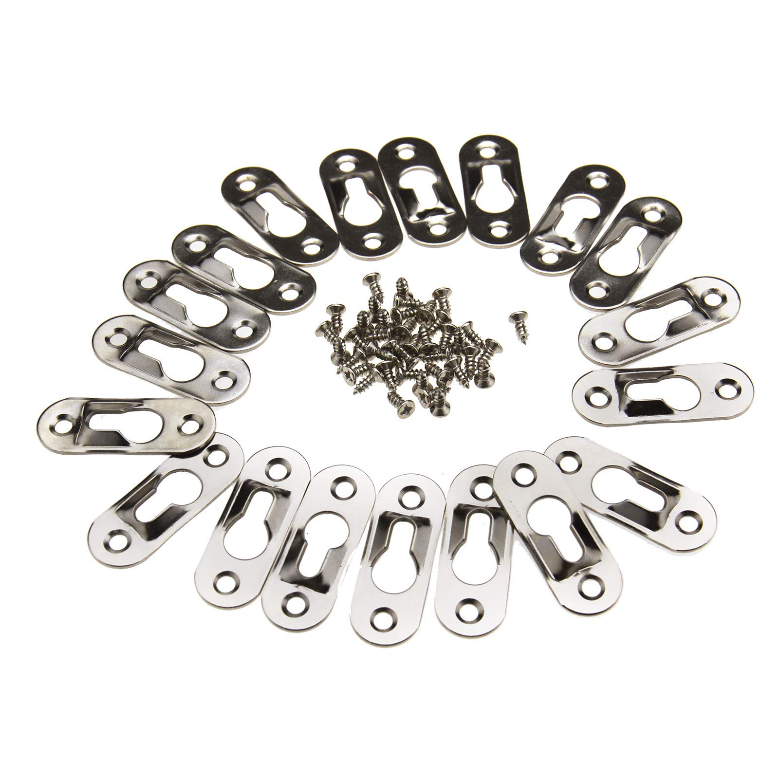 OTOTEC 20x Flat Keyhole Hanger Fasteners Picture Hanging Bracket 42mm x 16mm for Picture Frames Mirrors Cabinet