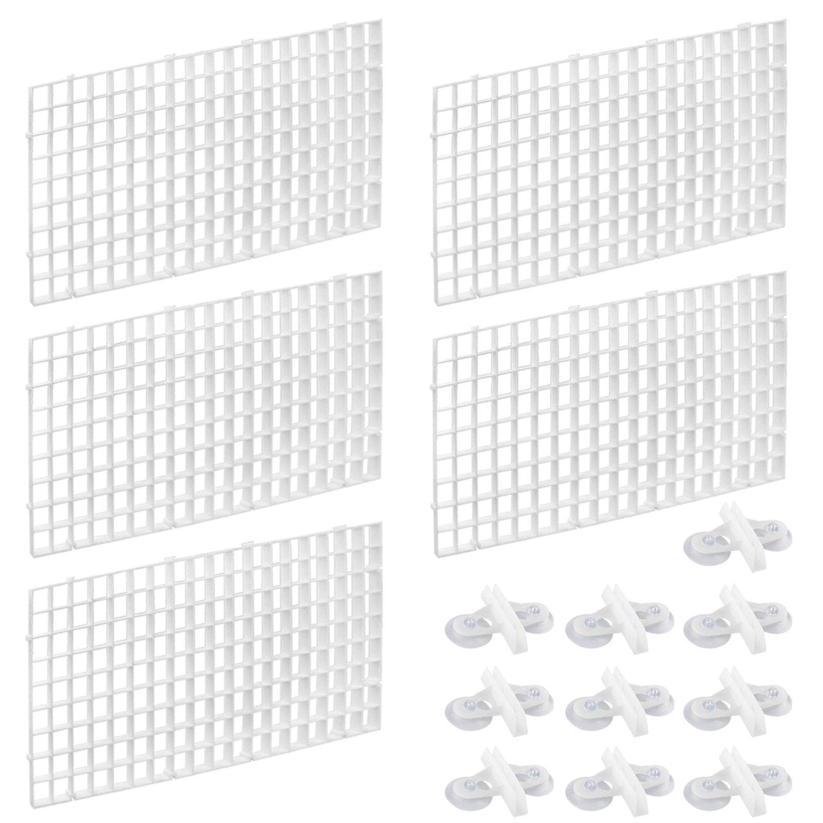 Dadabig 5 PCS Aquarium Divider Fish Tank Divider, Aquarium Filter Grids Aquarium Separation Grid Tray Isolation Board Grid with 10 PCS Sucker Clips, White