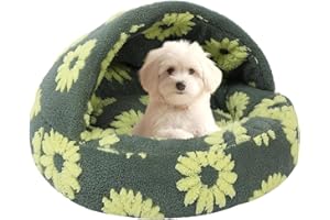 WGOOGW Dog Beds for Small Dogs, Cat Bed Cave, Washable Cute Cat Bed, Cozy Nook Pet Bed for Dogs or Cats, Anti-Slip Puppy Bed Fits up to 12 lbs Pets(Yellow, 20" x 20")