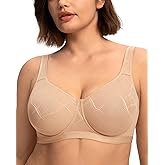 HSIA Minimizer Bras for Women Full Coverage Underwire Plus Size Unlined Mesh Jacquard Bra with Wide Straps