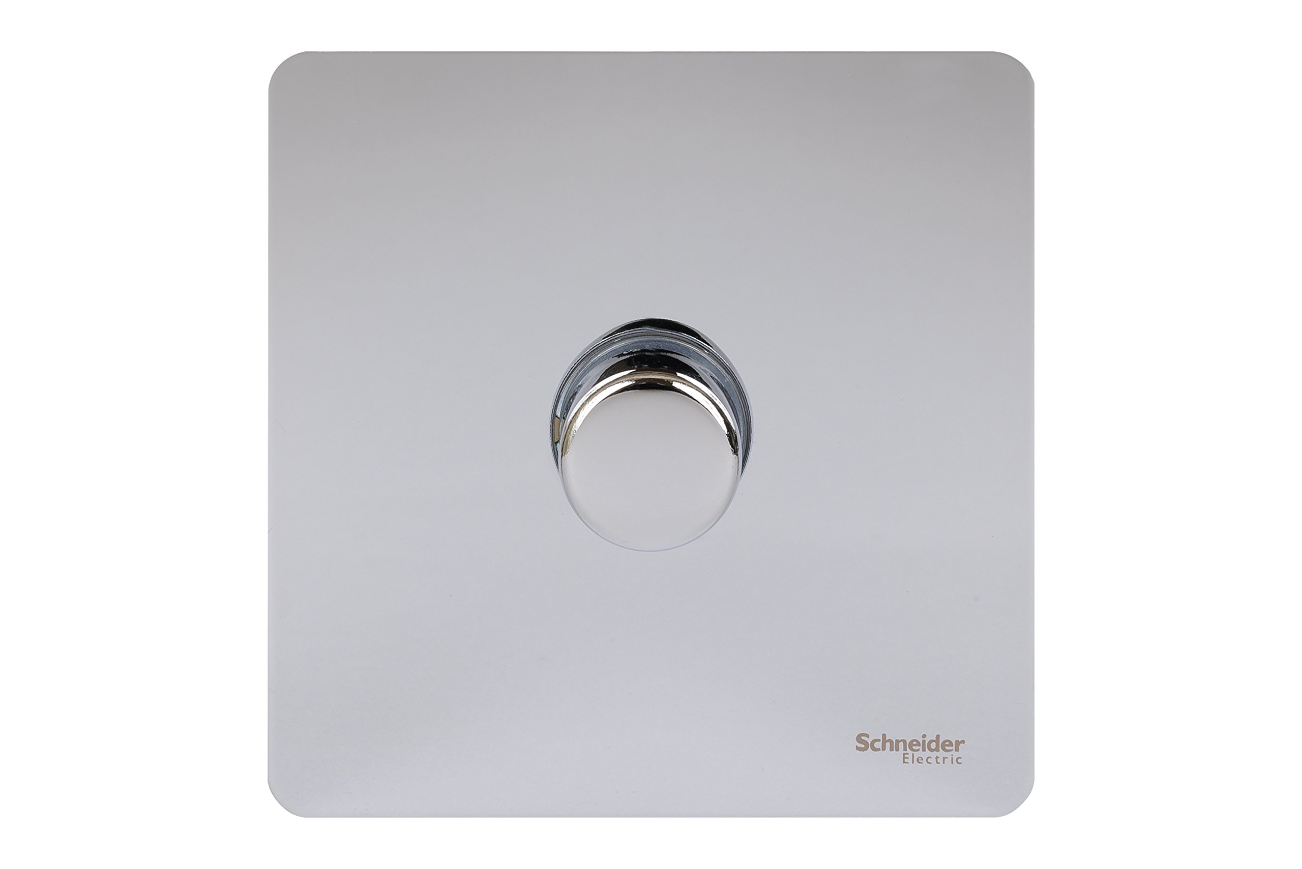 Schneider Electric Ultimate Screwless Flat Plate - Single Rotary 2 Way Dimmer Light Switch, Main and Low Voltage, 400W/VA, GU6412CPC, Polished Chrome