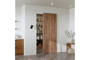 CEAKIAN 32" Concealed Sliding Barn Door Hardware Kit with Soft Close Mechanism for 24in Passage Opening, Hidden Sliding Door Hardware, Trackless Rail, Wall Mount for Interior Wooden Doors (NO Door)