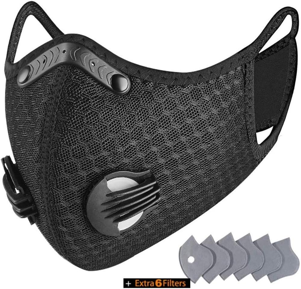 Reusable Dust Mask with Extra Activated Carbon N99 Filters for Protection Running Training Pollen Allergy Woodworking Mowing Outdoors Painting Construction Lab & Sports mask Black