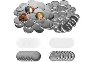 CHONOVO 100 Sets 2.28 Inch Button Maker Supplies 58mm Button Making Supplies Blank Button Pins Metal Round Badge Button Parts Making Kit for Button Maker Machine with Metal Cover,Metal Back Pin Cover