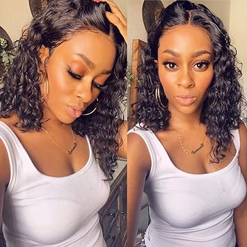 Amazon Com Allove Hair Short Deep Wave Bob Lace Front Wigs Human