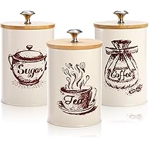 HD4301砂糖入れ銀七宝卓上 Amazon.com: Youeon Small Canister Sets for Kitchen Counter