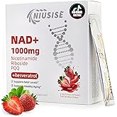 NIUSISE NAD Supplement, NAD+ Liquid, 1000mg Enhanced Formula with PQQ, Nicotinamide Riboside & Resveratrol, Advanced Anti-Aging Support for Men & Women, Sustained Energy, Vitality Boost (30 Packets)