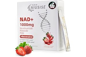 NIUSISE NAD Supplement, NAD+ Liquid, 1000mg Enhanced Formula with PQQ, Nicotinamide Riboside & Resveratrol, Advanced Anti-Aging Support for Men & Women, Sustained Energy, Vitality Boost (30 Packets)