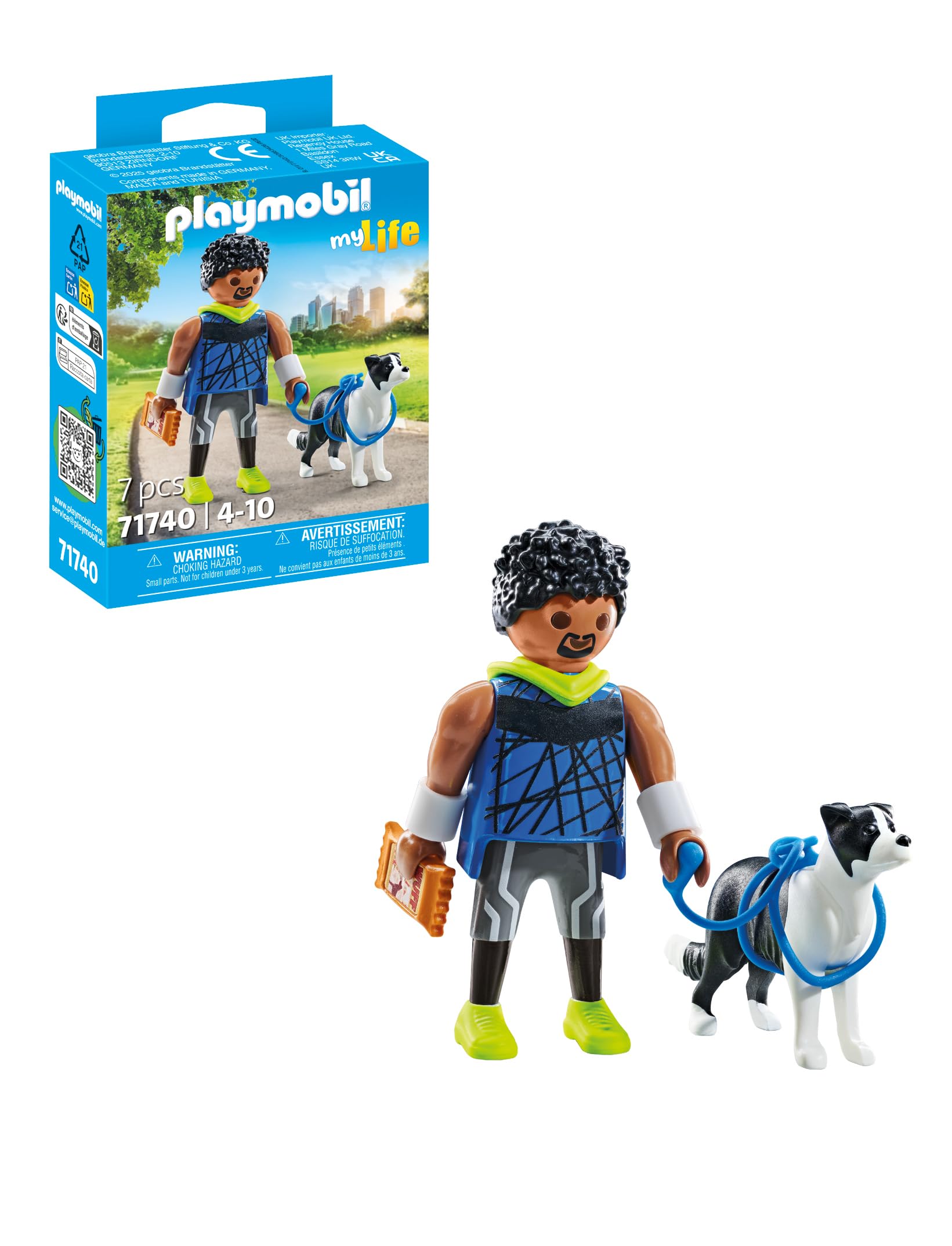 Playmobil 71740 Sporty Man with Border Collie – Active Figure & Dog Companion for Outdoor Play