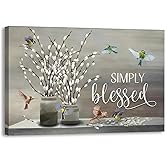 Simply Blessed Wall Art Canvas Print, Farmhouse Scripture Decor, Faith Based Inspirational Wall Decor, Rustic Christian Pictures Painting Prints Artwork Home Decorations Framed for Kitchen Bedroom