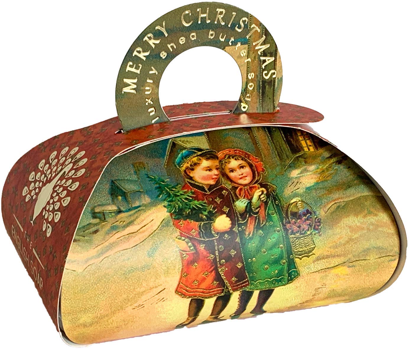 The English Soap Company Christmas Bath Soap A White Christmas Gift Box, Spiced Plum and Honeysuckle Scent, Vegan Friendly 260g