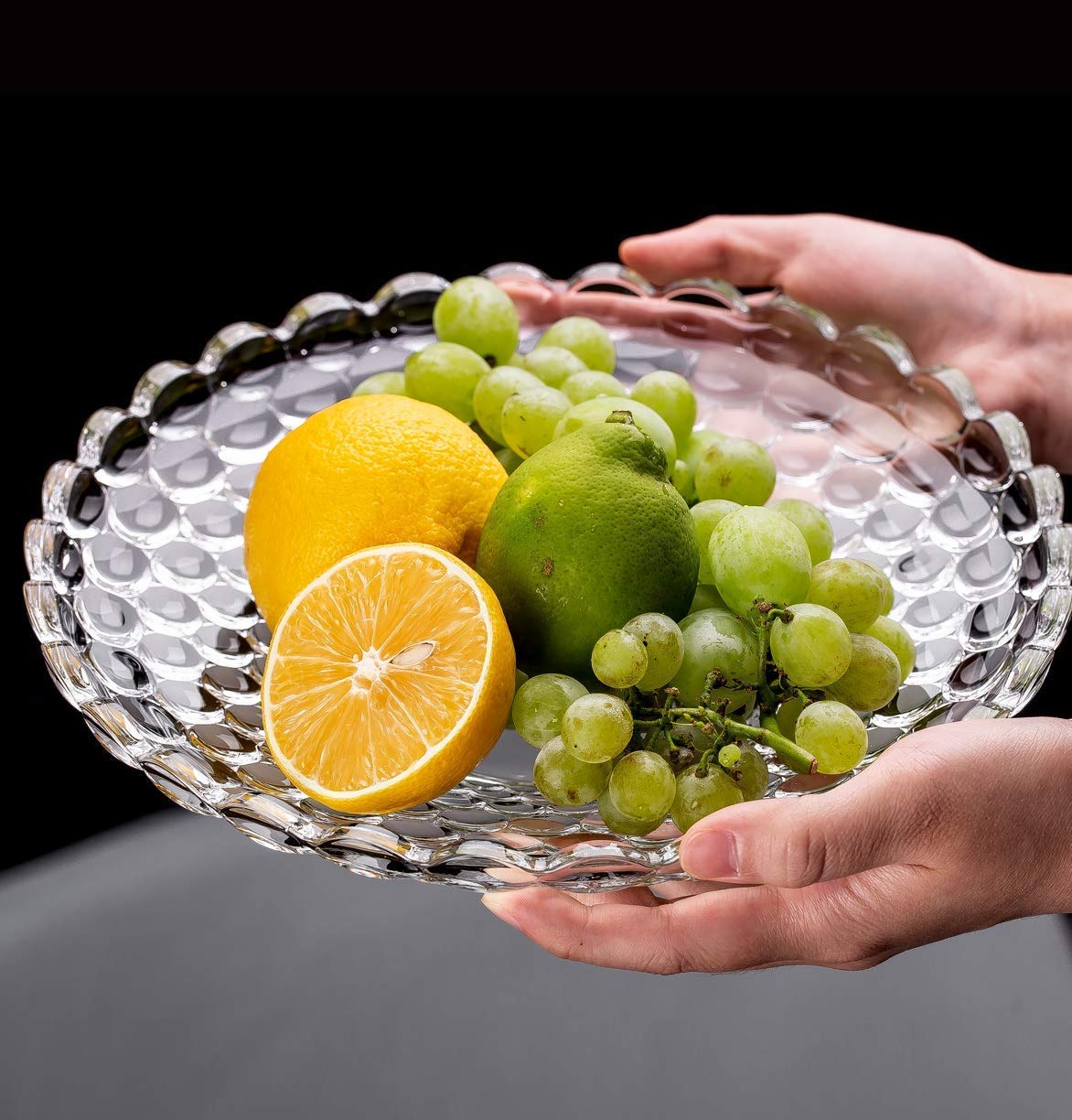 Buy KPJ MART Glassware Glass Fruit Bowl Tray Clear Designer Fruit Bowl