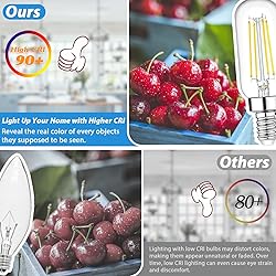 E12 LED Light Bulbs 40 Watt Equivalent, 4W