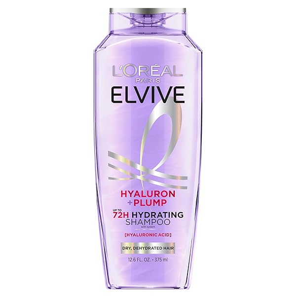L’OREAL PARIS ELVIVE HYALURON PLUMP HYDRATING SHAMPOO FOR DEHYDRATED, DRY HAIR INFUSED WITH HYALURONIC ACID CARE COMPLEX, PARABEN-FREE, 12.6 FL OZ