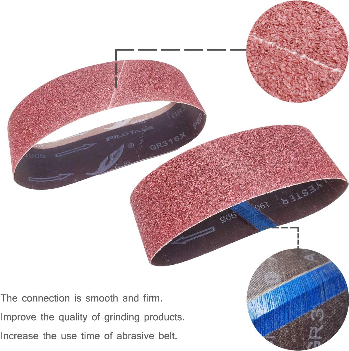 Sackorange 20 PCS 3 inch x 21 inch Abrasive Sanding Belts - 5 Each of 40 80 120 240 Grit Aluminum Oxide Sanding Belts For Belt sander (3 x 21 inch) - - 