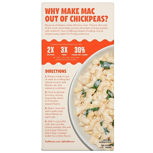 BANZA ELBOWS & WHITE CHEDDAR MAC AND CHEESE – HIGH PROTEIN, GLUTEN FREE, AND LOWER CARB PROTEIN MAC AND CHEESE – 5.5OZ