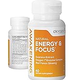 Awakening Natural Energy & Focus Supplement with Panax Ginseng, Guarana Extract & Chromium Picolinate | Brain Supplement for Focus, Energy, Mood & Clarity | Gluten Free Veggie, USA - 60 Caps
