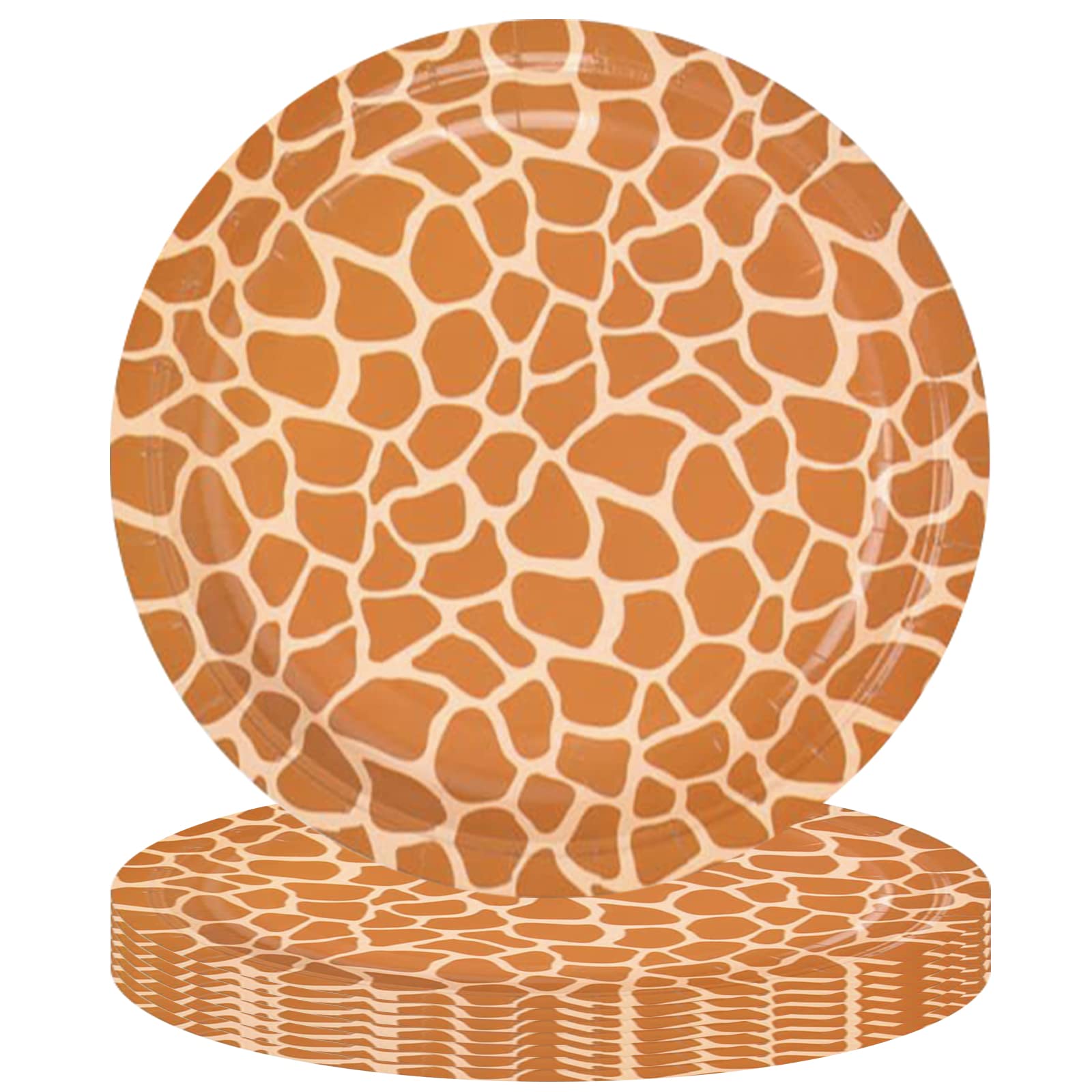 POPOYU 16P Jungle Safari Animal Party Giraffe Print Paper Plates 9 inch, Disposable Plates, Theme Tableware Decorations Set for Kids Reptile Supplies