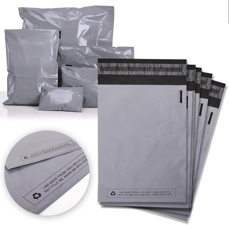 Sabco Grey Mailing Bags 13 x 19 Inch 100 Pack Self Seal Plastic