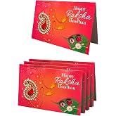 LOVENSPIRE Pack of 5 Rakhi Greeting Cards Raksha Bandhan Printed Customizable Greeting Card for Brother Sister Modern Rakhi Card for Him Bhai Dooj Gift