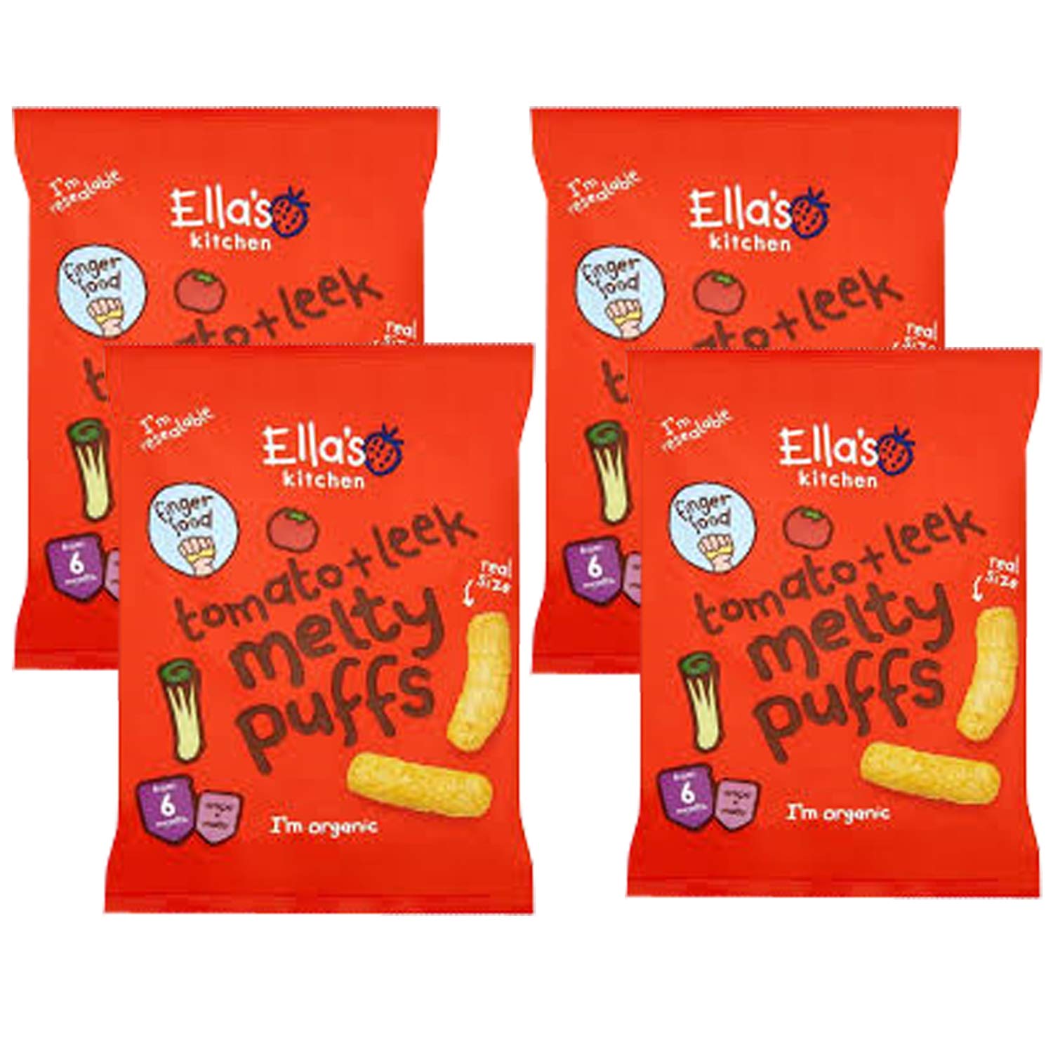 Ella's Kitchen Organic Tomato & Leek Melty Puffs (4 Pack)