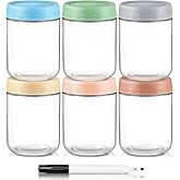 DRKIO 16 Oz Overnight Oats Containers with Lids - 6 Pack Glass Storage Jars with Airtight Lids Wide Mouth Mason Food Jars Great for Meal Prep Salad Chia Pudding Snacks Yogurt Sugar Spice Cereal