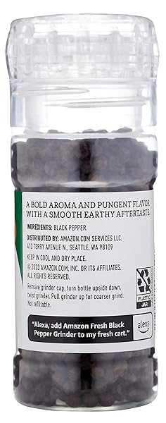 AMAZON FRESH, BLACK PEPPER GRINDER, 2.2 OZ