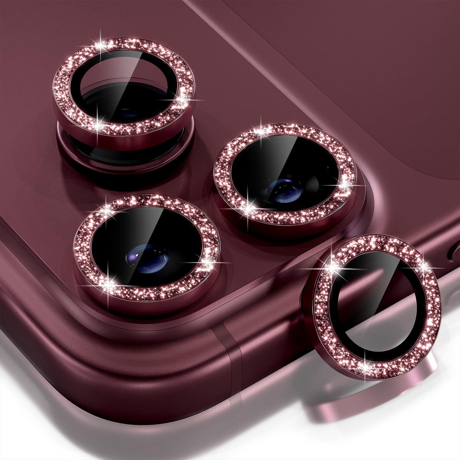 Choiche for iPhone 18 Pro/Pro Max Camera Lens Protector, Glitter Burgundy | Ultra HD, Bling 9H Tempered Glass Camera Cover Sc
