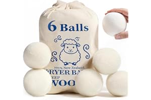 YONSEN Wool Dryer Balls, New Zealand Dryer Balls Laundry Reusable Reduce Static Cling, Dryer Ball to Reduce Wrinkles & Shorten Drying Time, Drying Balls Fabric Softener Ball for Laundry（Pack of 6)